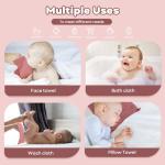 Yoofoss Muslin Baby Washcloths 100% Organic Cotton Face Towels 6 Pack Wash Cloths for Baby 12x12in Soft and Absorbent Baby Wipes (Gradient Pink)