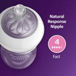 Philips Avent Natural Baby Bottles with Natural Response Nipples (Fast Flow, Flow 4), 11oz, 2-Pack, SCY906/02