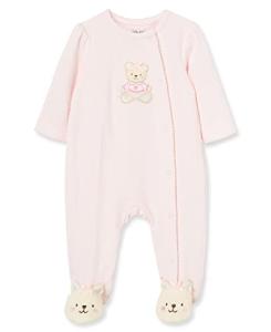 Little Me Baby-Girls Sweet Bear Footie, Light Pink, Newborn