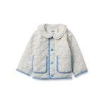 Amazon Essentials x Sofia Grainge Baby Girls' Midweight Quilted Field Jacket with Ruffle, Ivory Blue Outlined Blooms, 12 Months
