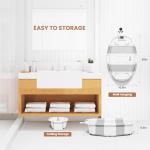 Collapsible Baby Bathtub with Soft Cushion and Thermometer, Newborn to Toddler Tub 0-36 Months with Toy Storage Mesh Bag, Portable Travel Bath for Infants (Grey)