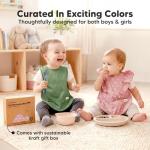 KeaBabies Waterproof Bibs for Baby Girl,Boy – 2-Pack Lightweight, Large Baby Bibs for Eating, Wearable Food Catcher, 6-12 Months Infant Feeding Essentials, Smock for Toddlers 1-3, Kids (Butterflies)