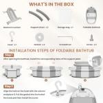 Collapsible Baby Bathtub with Soft Cushion and Thermometer, Newborn to Toddler Tub 0-36 Months with Toy Storage Mesh Bag, Portable Travel Bath for Infants (Grey)