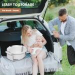 Collapsible Baby Bathtub with Soft Cushion and Thermometer, Newborn to Toddler Tub 0-36 Months with Toy Storage Mesh Bag, Portable Travel Bath for Infants (Grey)