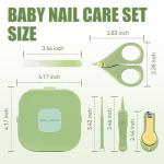 Baby Nail Care Set, 5 in 1 Baby Nail File Clippers Infant Grooming Kit Manicure Set for Newborn, Infant, Toddler, and Kids, Green