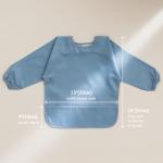 POIKSHARK 4 Pack Long Sleeve Bib, Reusable Bib with Catch-all Pocket, Waterproof Sleeved Smock for 6-30 Months Baby Boy or Girl - Blue