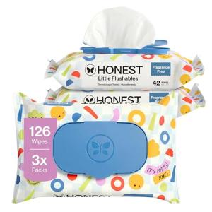 The Honest Company Toddler Hypoallergenic Flushable Wipes, 126 Count