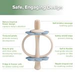 haakaa Silicone Baby Teether Toys,Nipple-Shaped End for Gum Massage,360° Baby Toothbrush Head for Self-Brushing Training,Easy to Grip - Sky Blue