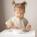 POIKSHARK 4 Pack Long Sleeve Bib, Reusable Bib with Catch-all Pocket, Waterproof Sleeved Smock for 6-30 Months Baby Boy or Girl - Blue