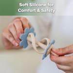 haakaa Silicone Baby Teether Toys,Nipple-Shaped End for Gum Massage,360° Baby Toothbrush Head for Self-Brushing Training,Easy to Grip - Sky Blue