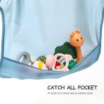 POIKSHARK 4 Pack Long Sleeve Bib, Reusable Bib with Catch-all Pocket, Waterproof Sleeved Smock for 6-30 Months Baby Boy or Girl - Blue