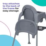 Cosco Kids Canteen High Chair Lightweight Portable Baby Feeding Chair with Adjustable Tray, Easy to Clean, Kitchen or Dining Use, Toddlers Up to 33 lbs, Mono Grey