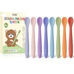 DRKIO 8-Piece Silicone Baby Spoons - Infant Spoons First Stage Self Feeding Baby Led Weaning Supplies Toddler Training Utensils Soft Chewable-Tip Bendable BPA-Free Dishwasher Safe Boil-proof