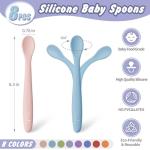 DRKIO 8-Piece Silicone Baby Spoons - Infant Spoons First Stage Self Feeding Baby Led Weaning Supplies Toddler Training Utensils Soft Chewable-Tip Bendable BPA-Free Dishwasher Safe Boil-proof