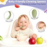 DRKIO 8-Piece Silicone Baby Spoons - Infant Spoons First Stage Self Feeding Baby Led Weaning Supplies Toddler Training Utensils Soft Chewable-Tip Bendable BPA-Free Dishwasher Safe Boil-proof