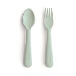 mushie Flatware Fork and Spoon Set For Kids | Made in Denmark (Sage)
