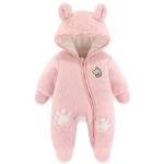 Fairy Baby Newborn Baby Snowsuit Infant Winter Coat Bear Footie Fleece Romper Bunting Jumpsuit for Girls Boys Pink 0-3M