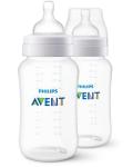 Philips Avent Anti-Colic Baby Bottles, 11oz, with Flow 3 Nipples, 3m+, 2pk, Clear, SCY106/02
