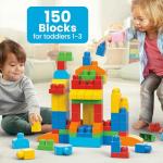 MEGA BLOKS First Builders Toddler Blocks Toys Set, Deluxe Building Bag with 150 Pieces and Storage, Creative Open-Ended Play, Blue, Ages 1+ Years (Amazon Exclusive)