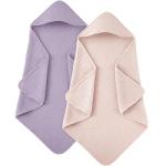 Susurration Hooded Baby Towels for Newborn 2 Pack 100% Muslin Cotton Towel for Babies，Highly Absorbent and Newborn Essential 30x30 Inch Pink&Purple