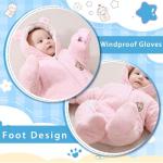Fairy Baby Newborn Baby Snowsuit Infant Winter Coat Bear Footie Fleece Romper Bunting Jumpsuit for Girls Boys Pink 0-3M
