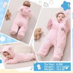Fairy Baby Newborn Baby Snowsuit Infant Winter Coat Bear Footie Fleece Romper Bunting Jumpsuit for Girls Boys Pink 0-3M
