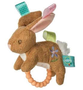 Taggies Teether Baby Rattle, 6", Harmony Bunny