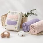 Susurration Hooded Baby Towels for Newborn 2 Pack 100% Muslin Cotton Towel for Babies，Highly Absorbent and Newborn Essential 30x30 Inch Pink&Purple