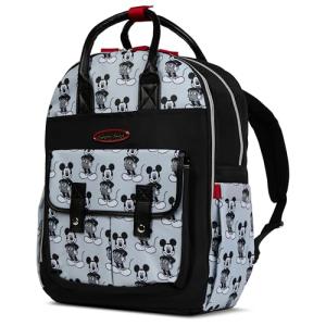 Disney Diaper Bag Backpack with Changing Pad Mickey Mouse – 16” Nylon Baby Bag for Parents, Insulated Bottle Holders, Multiple Storage Pockets