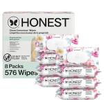 The Honest Company Baby Wipes for Sensitive Skin, Hypoallergenic, Fragrance-Free, Multi-Use, Rose Blossom Design, 576 Count (6 Packs of 96)