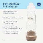 MAM 9oz Easy Start Anti-Colic Wide Neck Baby Bottle, Medium Flow Breastfeeding-Like Nipple, Reduces Colic Gas & Reflux, Easy to Clean, BPA Free, 2+ Months, Made in Europe, Bonus Fast Flow Nipple, 4 Pk