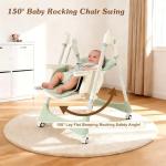 3-in-1 Baby High Chair with Soothing Rocker | Convertible Baby High Chair for babies and Toddlers | Brake Wheels, Easy Clean, Space Saving | Adjustable, Removable Tray (Green)