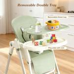 3-in-1 Baby High Chair with Soothing Rocker | Convertible Baby High Chair for babies and Toddlers | Brake Wheels, Easy Clean, Space Saving | Adjustable, Removable Tray (Green)