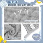 Breling 3 Pcs Muslin Hooded Baby Towels, 32 x 32 Inch Cotton Newborn Bath Towel Muslin Infant Baby Absorbent Blankets Unisex Newborn Registry Gift Essentials for Boys Girls (Light Gray)