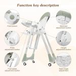 3-in-1 Baby High Chair with Soothing Rocker | Convertible Baby High Chair for babies and Toddlers | Brake Wheels, Easy Clean, Space Saving | Adjustable, Removable Tray (Green)