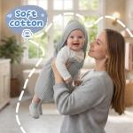 Breling 3 Pcs Muslin Hooded Baby Towels, 32 x 32 Inch Cotton Newborn Bath Towel Muslin Infant Baby Absorbent Blankets Unisex Newborn Registry Gift Essentials for Boys Girls (Light Gray)