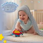 Breling 3 Pcs Muslin Hooded Baby Towels, 32 x 32 Inch Cotton Newborn Bath Towel Muslin Infant Baby Absorbent Blankets Unisex Newborn Registry Gift Essentials for Boys Girls (Light Gray)