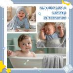 Breling 3 Pcs Muslin Hooded Baby Towels, 32 x 32 Inch Cotton Newborn Bath Towel Muslin Infant Baby Absorbent Blankets Unisex Newborn Registry Gift Essentials for Boys Girls (Light Gray)