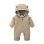 JingleBaBa Baby Bear Outfit One-Piece Fleece Snowsuit Winter Clothes Hooded Jumpsuit Romper Infant Outerwear 6-9 Months