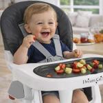 Dream On Me TableTalk 2-in-1 High Chair for Baby & Toddler – Convertible High Chair to Junior Chair, Removable Padded Seat, Dual Dishwasher-Safe Trays, Sturdy Steel Frame, Quick Folding Design – Black