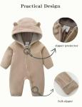 JingleBaBa Baby Bear Outfit One-Piece Fleece Snowsuit Winter Clothes Hooded Jumpsuit Romper Infant Outerwear 6-9 Months