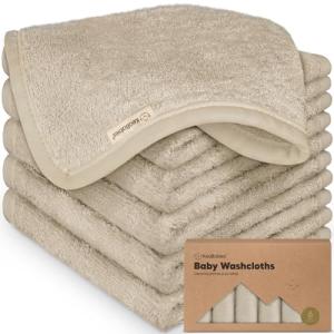 6-Pack Baby Washcloths – Soft Absorbent Viscose from Bamboo Washcloths for Face, Body, Baby Towels for Newborn, Kids, Toddlers,Infant,Gentle on Sensitive Skin,10x10 Reusable Face Towels(Earth Brown)