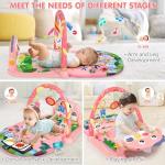 UMIKU Baby Play Mat Baby Tummy Time Mat Infant Newborn Musical Activity Center with High-Contrast Piano Music & Light Newborn Babies Gift for Girl Boy Babies 0-6 6-12 Month Pink Dinosaur