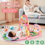 UMIKU Baby Play Mat Baby Tummy Time Mat Infant Newborn Musical Activity Center with High-Contrast Piano Music & Light Newborn Babies Gift for Girl Boy Babies 0-6 6-12 Month Pink Dinosaur