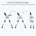 Dream On Me TableTalk 2-in-1 High Chair for Baby & Toddler – Convertible High Chair to Junior Chair, Removable Padded Seat, Dual Dishwasher-Safe Trays, Sturdy Steel Frame, Quick Folding Design – Black