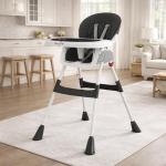 Dream On Me TableTalk 2-in-1 High Chair for Baby & Toddler – Convertible High Chair to Junior Chair, Removable Padded Seat, Dual Dishwasher-Safe Trays, Sturdy Steel Frame, Quick Folding Design – Black