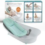 Contours Oasis 4-in-1 Baby Bathtub, Infant Bath Seat, Newborn Toddler Support, Portable, Quick-Dry Mesh Pad, Grow-with-Me, Comfortable, Cleanable, Compact, Non-Slip Base, Blue and White, 0-24 Months
