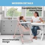 Little Folks by Delta Children 2-in-1 SlimFold High Chair for Babies and Toddlers, Pink