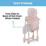 Little Folks by Delta Children 2-in-1 SlimFold High Chair for Babies and Toddlers, Pink