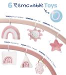 Little Dove 5-in-1 Plush Baby Play Gym, Tummy Time Mat with Blanket and 6 Sensory Toys, Baby Play Mats, Convertible Baby Gym for Sensory Development from Newborn to Toddler, Pink